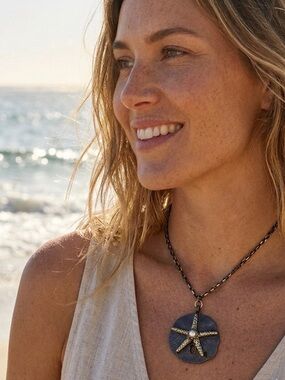 Handmade Sand Dollar Necklace Starfish Pearl Boho Beach Coastal Jewelry Gift